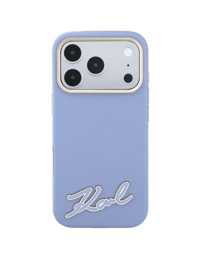 Karl Lagerfeld Grained with Resin Signature Logo MagSafe Case for iPhone 18 Pro Max / 17 Pro Max - Light Blue Karl Lagerfeld Grained with Resin Signature Logo MagSafe Case for iPhone 18 Pro Max / 17 Pro Max - Light Blue