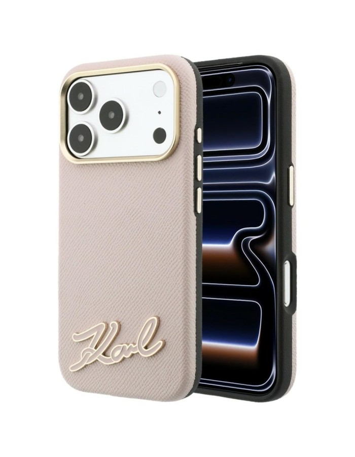 Karl Lagerfeld Grained with Resin Signature Logo MagSafe Case for iPhone 18 Pro Max / 17 Pro Max - Pink Karl Lagerfeld Grained with Resin Signature Logo MagSafe Case for iPhone 18 Pro Max / 17 Pro Max - Pink