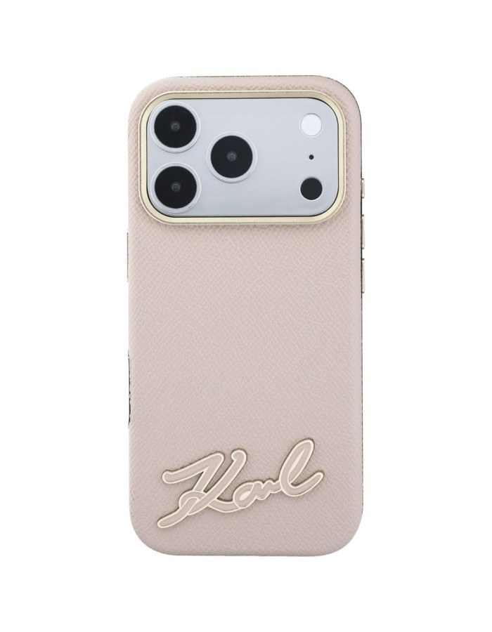 Karl Lagerfeld Grained with Resin Signature Logo MagSafe Case for iPhone 18 Pro Max / 17 Pro Max - Pink Karl Lagerfeld Grained with Resin Signature Logo MagSafe Case for iPhone 18 Pro Max / 17 Pro Max - Pink