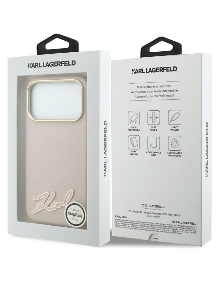 Karl Lagerfeld Grained with Resin Signature Logo MagSafe Case for iPhone 18 Pro Max / 17 Pro Max - Pink Karl Lagerfeld Grained with Resin Signature Logo MagSafe Case for iPhone 18 Pro Max / 17 Pro Max - Pink