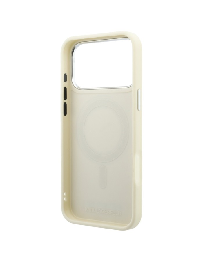 Karl Lagerfeld Ring Stand 360 Saffiano Classic Logo MagSafe Case for iPhone 18 Pro Max / 17 Pro Max - Beige