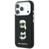 Karl Lagerfeld Saffiano Case with Karl &amp;amp; Choupette Heads Pins &amp;amp; Logo for iPhone 18 Pro / 17 Pro - Black