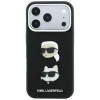 Karl Lagerfeld Saffiano Case with Karl &amp;amp; Choupette Heads Pins &amp;amp; Logo for iPhone 18 Pro / 17 Pro - Black