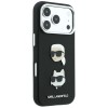 Karl Lagerfeld Saffiano Case with Karl &amp;amp; Choupette Heads Pins &amp;amp; Logo for iPhone 18 Pro / 17 Pro - Black