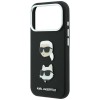 Karl Lagerfeld Saffiano Case with Karl &amp;amp; Choupette Heads Pins &amp;amp; Logo for iPhone 18 Pro / 17 Pro - Black