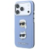 Karl Lagerfeld Saffiano with Karl &amp;amp; Choupette Heads Pins &amp;amp; Logo case for iPhone 18 Pro / 17 Pro - light blue