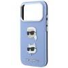 Karl Lagerfeld Saffiano with Karl &amp;amp; Choupette Heads Pins &amp;amp; Logo case for iPhone 18 Pro / 17 Pro - light blue