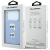 Karl Lagerfeld Saffiano with Karl &amp;amp; Choupette Heads Pins &amp;amp; Logo case for iPhone 18 Pro / 17 Pro - light blue