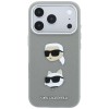 Karl Lagerfeld Saffiano Case with Karl &amp;amp; Choupette Heads Pins &amp;amp; Logo for iPhone 18 Pro / 17 Pro - Gray