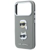 Karl Lagerfeld Saffiano Case with Karl &amp;amp; Choupette Heads Pins &amp;amp; Logo for iPhone 18 Pro / 17 Pro - Gray