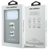 Karl Lagerfeld Saffiano Case with Karl &amp;amp; Choupette Heads Pins &amp;amp; Logo for iPhone 18 Pro / 17 Pro - Gray