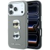 Karl Lagerfeld Saffiano Case with Karl &amp;amp; Choupette Heads Pins &amp;amp; Logo for iPhone 18 Pro Max / 17 Pro Max - Gray