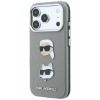 Karl Lagerfeld Saffiano Case with Karl &amp;amp; Choupette Heads Pins &amp;amp; Logo for iPhone 18 Pro Max / 17 Pro Max - Gray