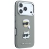 Karl Lagerfeld Saffiano Case with Karl &amp;amp; Choupette Heads Pins &amp;amp; Logo for iPhone 18 Pro Max / 17 Pro Max - Gray