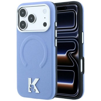 Karl Lagerfeld Grained Embossed Ring &amp;amp; Kameo Logo MagSafe Case for iPhone 18 Pro / 17 Pro - Light Blue