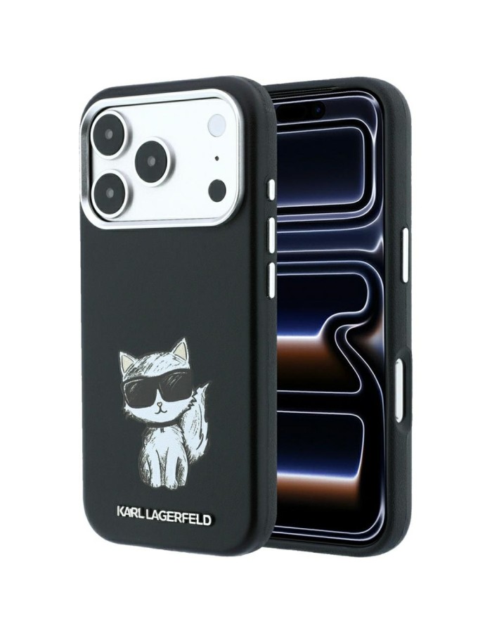 Karl Lagerfeld Smooth Choupette Sketch MagSafe Case for iPhone 18 Pro Max / 17 Pro Max - Black