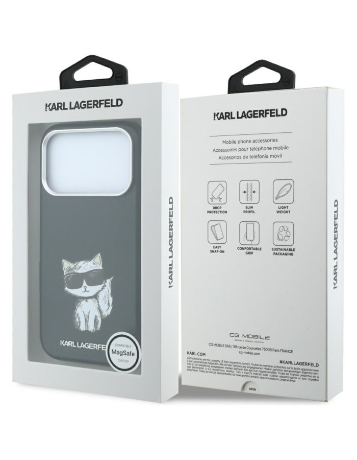 Karl Lagerfeld Smooth Choupette Sketch MagSafe Case for iPhone 18 Pro Max / 17 Pro Max - Black