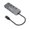 Wozinsky WHS080YSS 4 x USB-A 3.0 Aluminum Hub with Individual Switches and 15 cm USB-C Cable - Gray Wozinsky WHS080YSS 4 x USB-A 3.0 Aluminum Hub with Individual Switches and 15 cm USB-C Cable - Gray