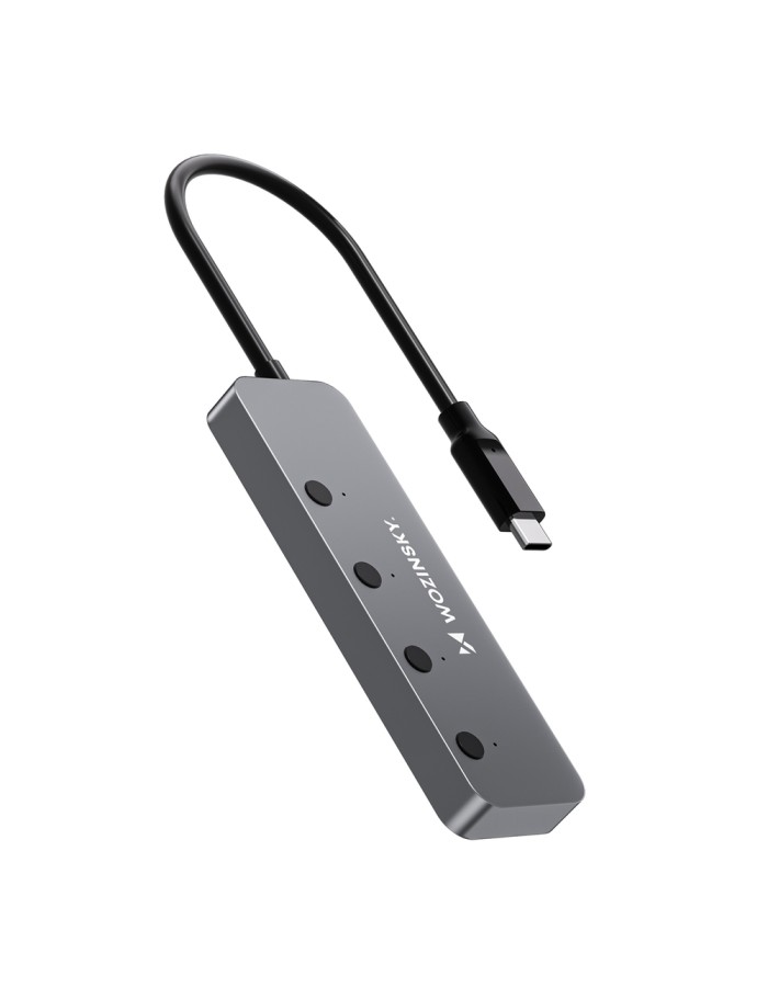 Wozinsky WHS080YSS 4 x USB-A 3.0 Aluminum Hub with Individual Switches and 15 cm USB-C Cable - Gray Wozinsky WHS080YSS 4 x USB-A 3.0 Aluminum Hub with Individual Switches and 15 cm USB-C Cable - Gray