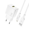 Dudao A23LEU 2.4A GaN EU USB-A Wall Charger with USB-A to Lightning Cable - White