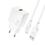 Dudao A23LEU 2.4A GaN EU USB-A Wall Charger with USB-A to Lightning Cable - White