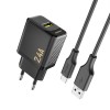 Dudao A23TEU 2.4A GaN USB-A Wall Charger with USB-A - USB-C Cable - Black Dudao A23TEU 2.4A GaN USB-A Wall Charger with USB-A - USB-C Cable - Black