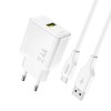 Dudao A23TEU 2.4A GaN USB-A Wall Charger with USB-A - USB-C Cable - White