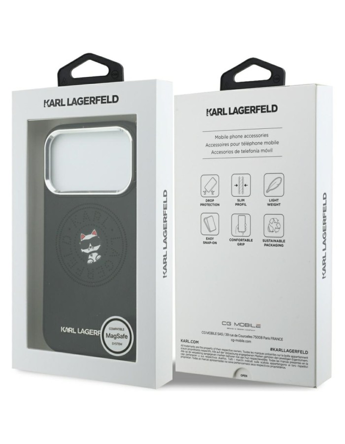 Karl Lagerfeld Point &amp;amp; Choupette Sketch MagSafe Case for iPhone 18 Pro / 17 Pro - Black