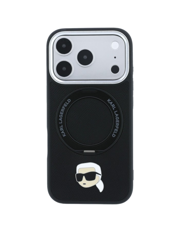 Karl Lagerfeld with Ring Stand 360 Karl Head Pin MagSafe Case for iPhone 18 Pro Max / 17 Pro Max - Black Karl Lagerfeld with Ring Stand 360 Karl Head Pin MagSafe Case for iPhone 18 Pro Max / 17 Pro Max - Black