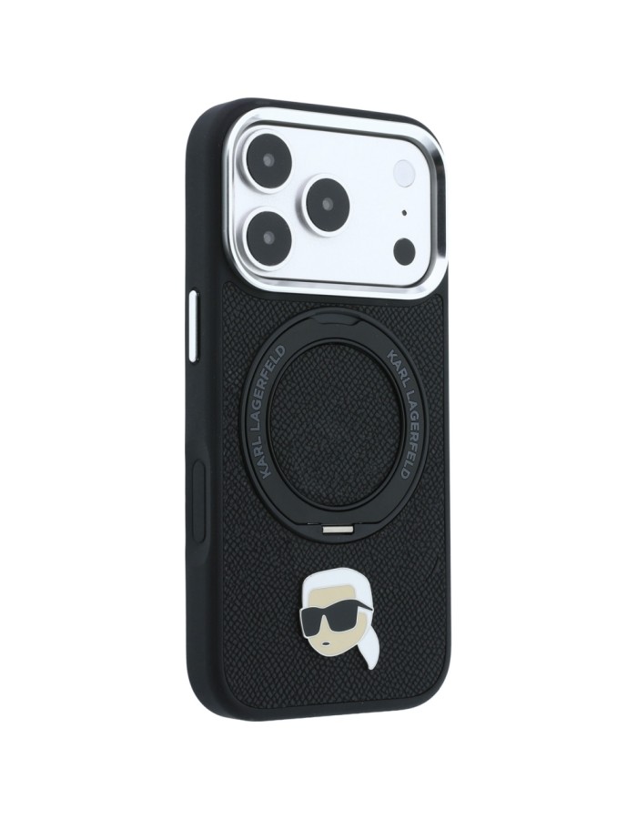 Karl Lagerfeld with Ring Stand 360 Karl Head Pin MagSafe Case for iPhone 18 Pro Max / 17 Pro Max - Black Karl Lagerfeld with Ring Stand 360 Karl Head Pin MagSafe Case for iPhone 18 Pro Max / 17 Pro Max - Black
