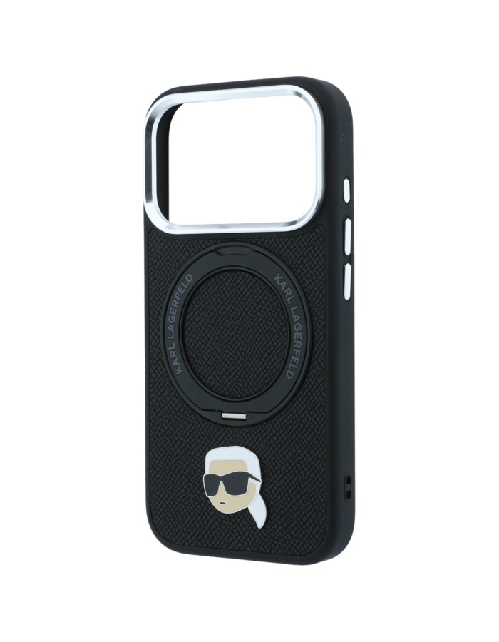 Karl Lagerfeld with Ring Stand 360 Karl Head Pin MagSafe Case for iPhone 18 Pro Max / 17 Pro Max - Black Karl Lagerfeld with Ring Stand 360 Karl Head Pin MagSafe Case for iPhone 18 Pro Max / 17 Pro Max - Black