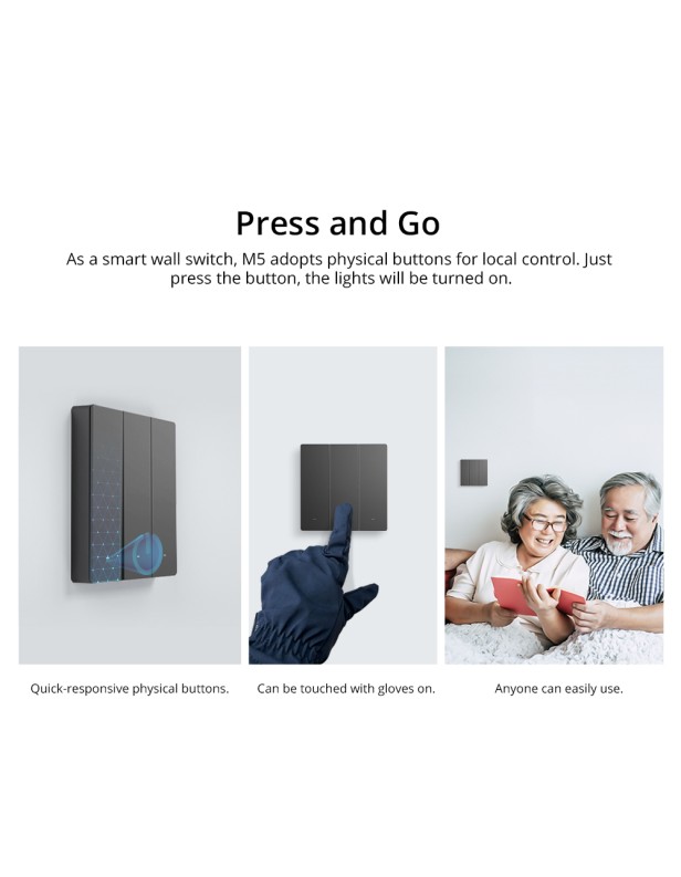 Sonoff M5 Matter WiFi Smart Wall Mechanical Switch 3-Button Grey Sonoff M5 Matter WiFi Smart Wall Mechanical Switch 3-Button Grey