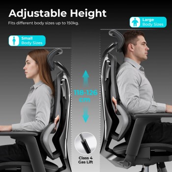 Lumivida Gaming/Office Chair Ergonomic Mesh Lumbar Support Adjustable Seat/Armrest CH09-8 Black