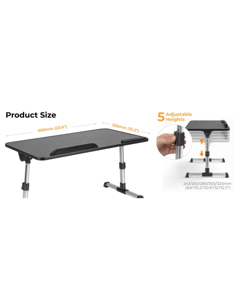 Lumivida Computer Tray Desk Multi-Purpose Foldable Ergonomic 60x34cm LPD01-7 Black