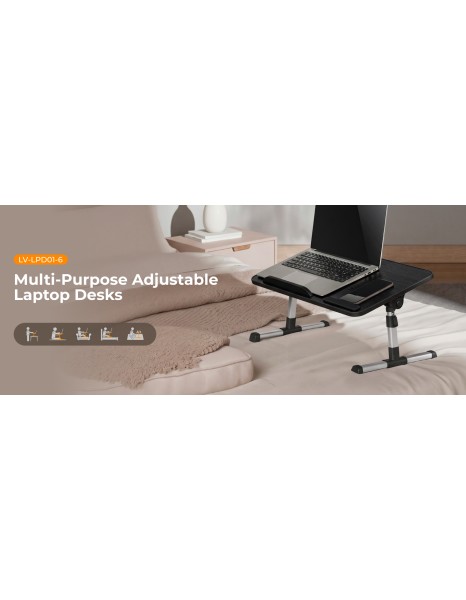 Lumivida Computer Tray Desk Multi-Purpose Foldable Ergonomic 60x34cm LPD01-7 Black