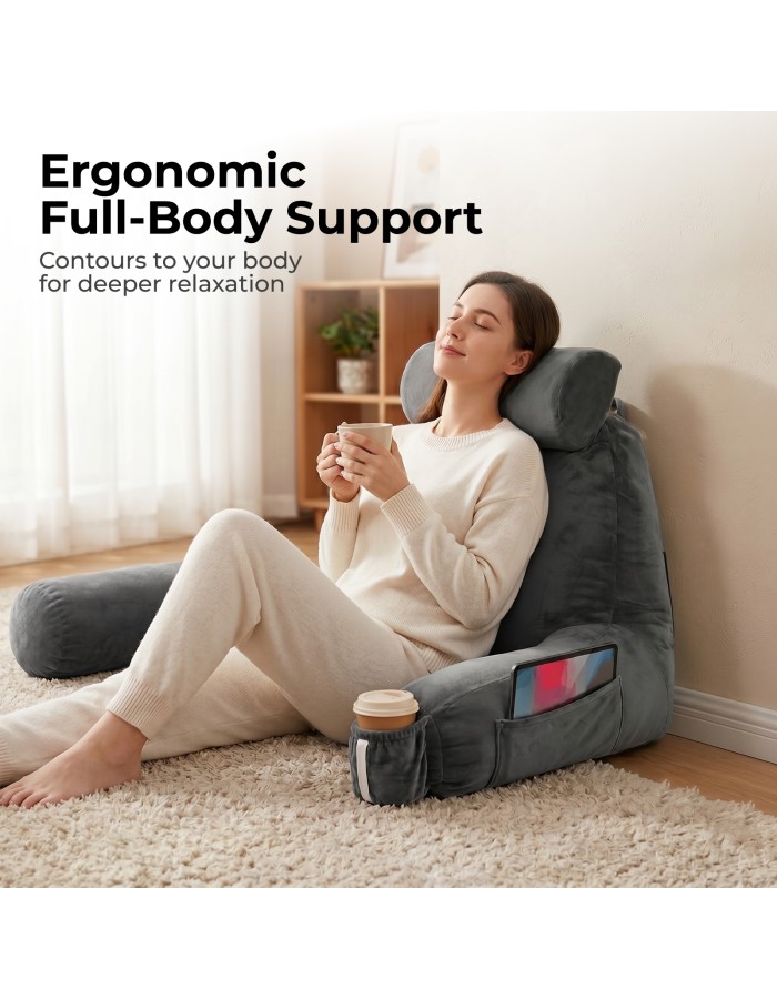 Lumivida Ergonomic Reading Pillow with Arm Rests & Removcable Covers 40x33x60cm RLC02-2