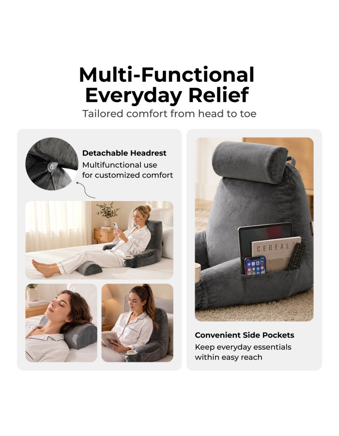 Lumivida Ergonomic Reading Pillow with Arm Rests & Removcable Covers 40x33x60cm RLC02-2