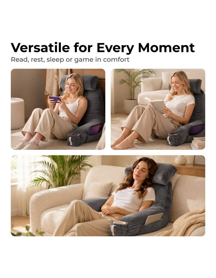 Lumivida Ergonomic Reading Pillow with Arm Rests & Removcable Covers 40x33x60cm RLC02-2