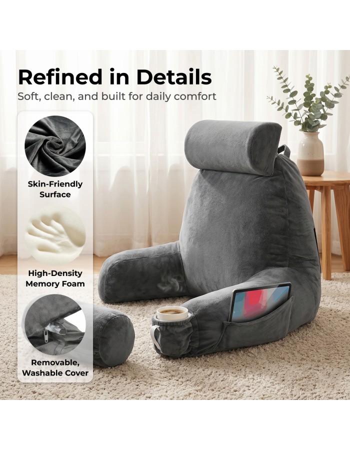 Lumivida Ergonomic Reading Pillow with Arm Rests & Removcable Covers 40x33x60cm RLC02-2