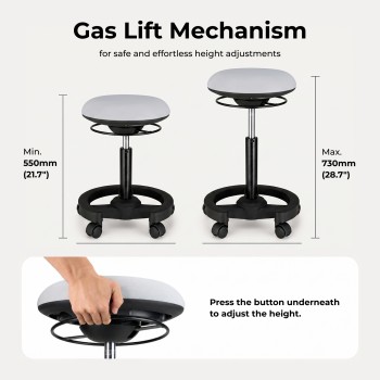 Lumivida Office Stool Ergonomic with Height Adjustable Fabric Upholstered Seat CH04-23 Black