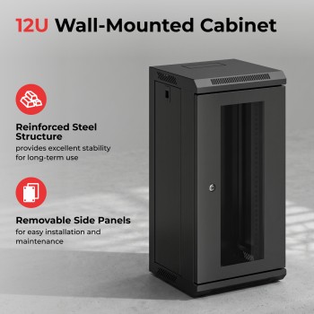 Lumivida Rack Wall 12U 10” with Glass Front Door & Removable Side Door (assebled) CAB-010-12U Lumivida Rack Wall 12U 10” with Glass Front Door & Removable Side Door (assebled) CAB-010-12U