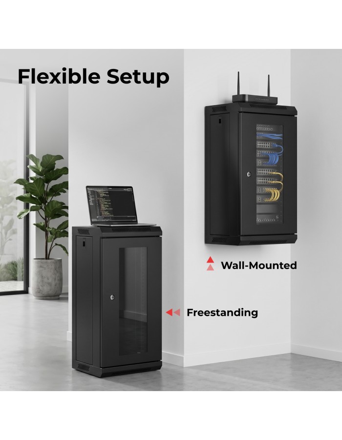 Lumivida Rack Wall 12U 10” with Glass Front Door & Removable Side Door (assebled) CAB-010-12U Lumivida Rack Wall 12U 10” with Glass Front Door & Removable Side Door (assebled) CAB-010-12U
