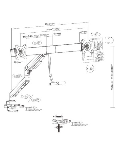 Brateck Monitor Mount Dual Arm with Handle LDT69-C022 Brateck Monitor Mount Dual Arm with Handle LDT69-C022