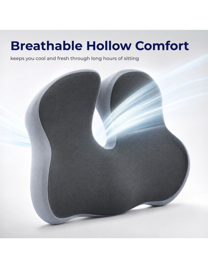 Lumivida Ergonomic Seat Cushion with Memory Foam, Hollow Area & Anti-Slip Bottom RLC06-19