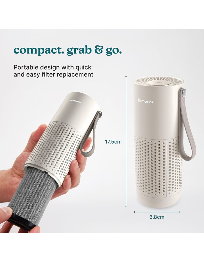 Homedics Air Purifier 3-in-1 Rechargeable WHISPER PURE MINI Beige