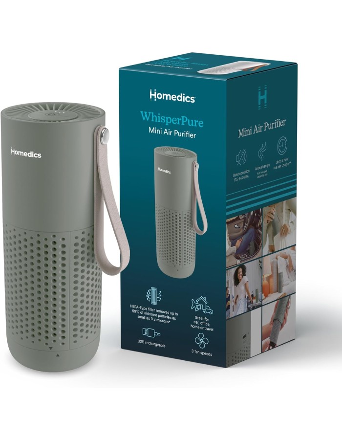Homedics Air Purifier 3-in-1 Rechargeable WHISPER PURE MINI Green Homedics Air Purifier 3-in-1 Rechargeable WHISPER PURE MINI Green