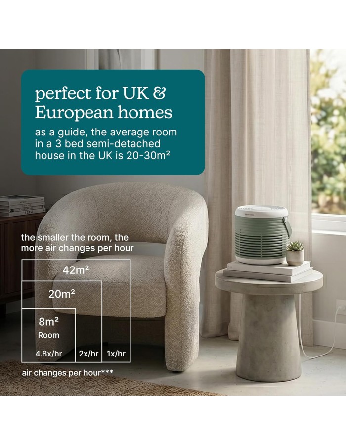 Homedics Air Purifier 3-in-1 Rechargeable WHISPER PURE COMFORT Green