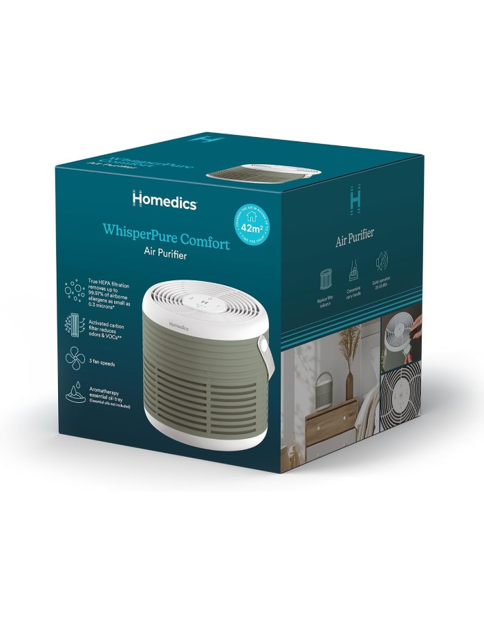 Homedics Air Purifier 3-in-1 Rechargeable WHISPER PURE COMFORT Green