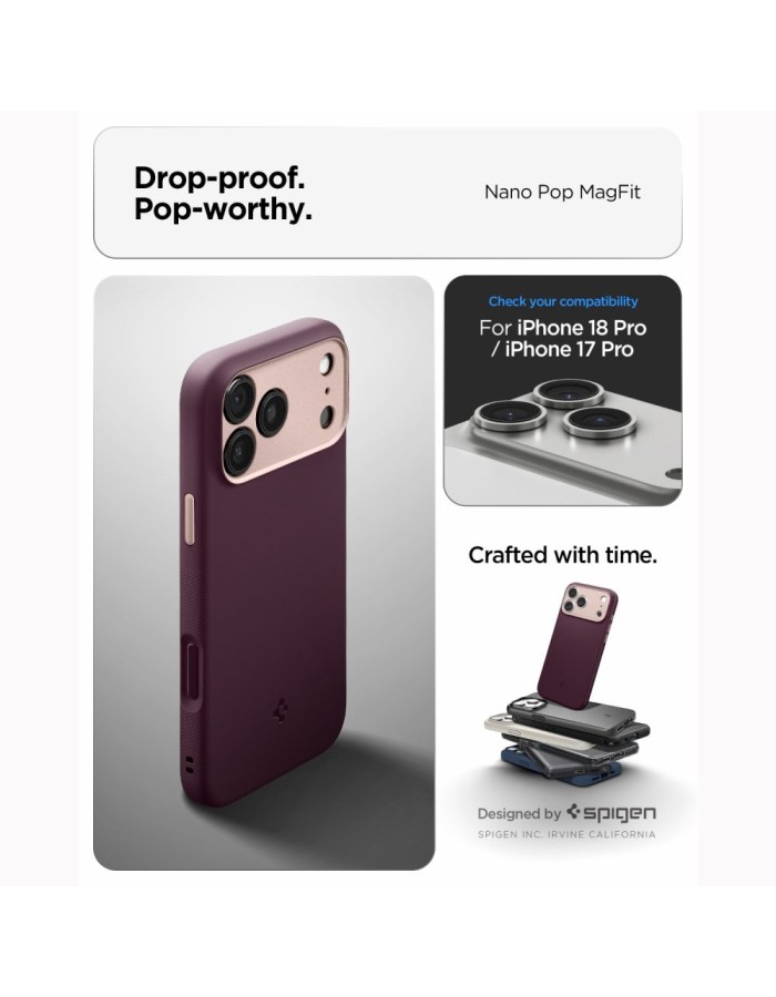 Spigen Nano Pop MagSafe case for iPhone 18 Pro / 17 Pro - dark cherry Spigen Nano Pop MagSafe case for iPhone 18 Pro / 17 Pro - dark cherry