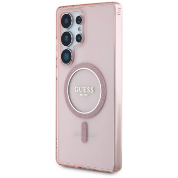 Guess Glitter Circle Classic Logo MagSafe case for Samsung Galaxy S25 Ultra - pink Guess Glitter Circle Classic Logo MagSafe case for Samsung Galaxy S25 Ultra - pink